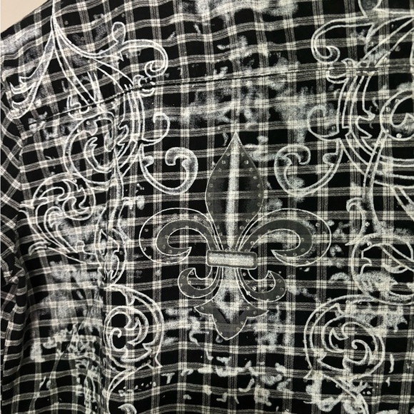 Daytrip-Black&White button-up plaid print shirt - Picture 5 of 6